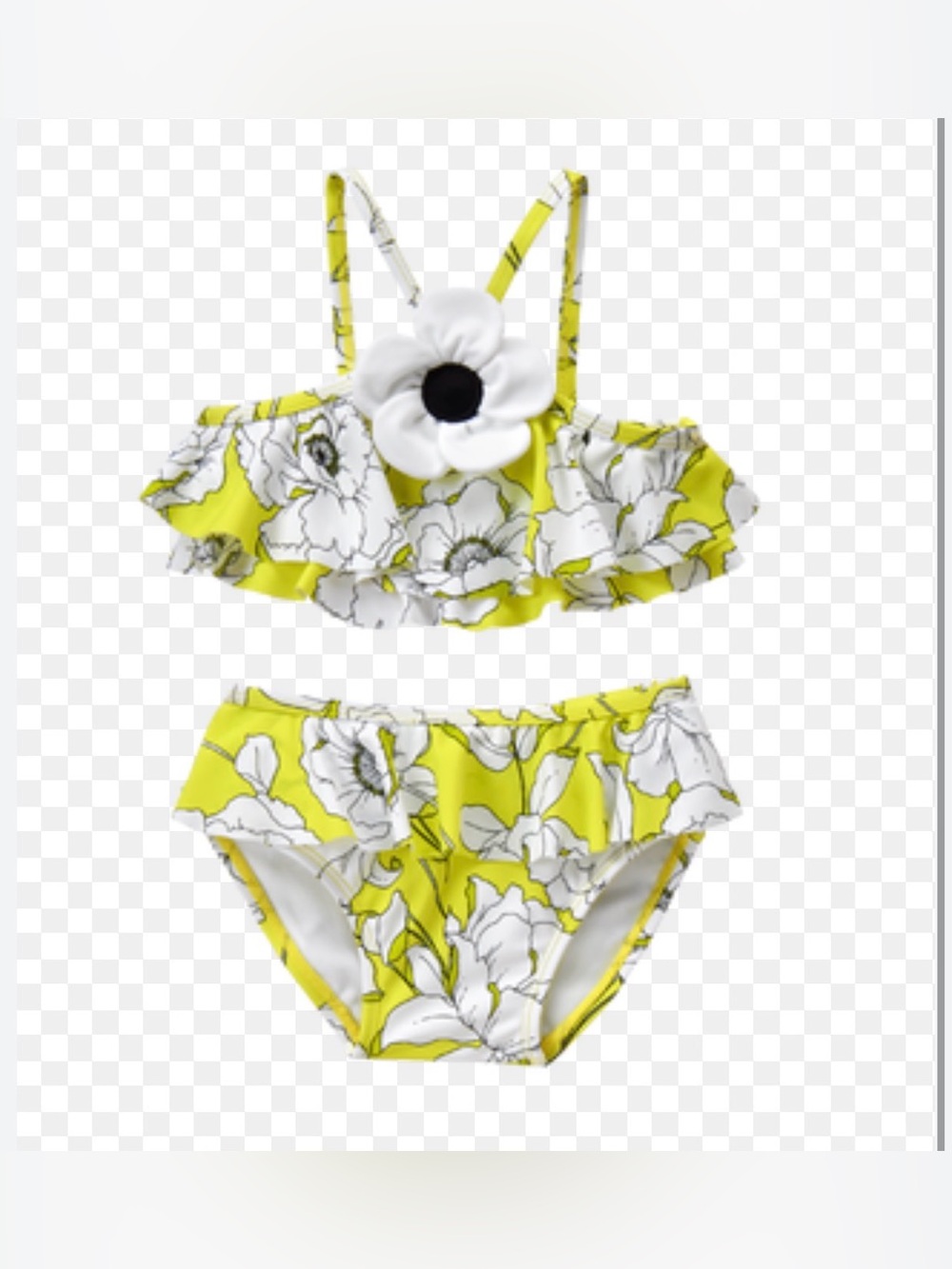 Janie And Jack 6-12 mos Tropical Yellow Floral Ruffle 2-piece Swimsuit UPF 50+